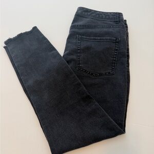 Wild Fable Faded Black High Rise Straight Leg Jeans Raw Hem Denim Size 10